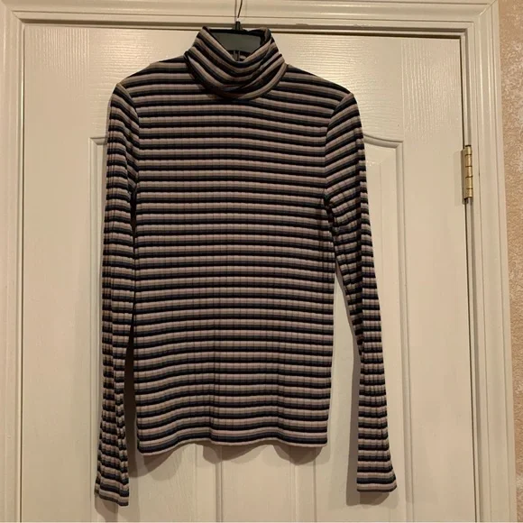 Women’s Madewell Ribbed Turtleneck Striped Top - Picture 2 of 8